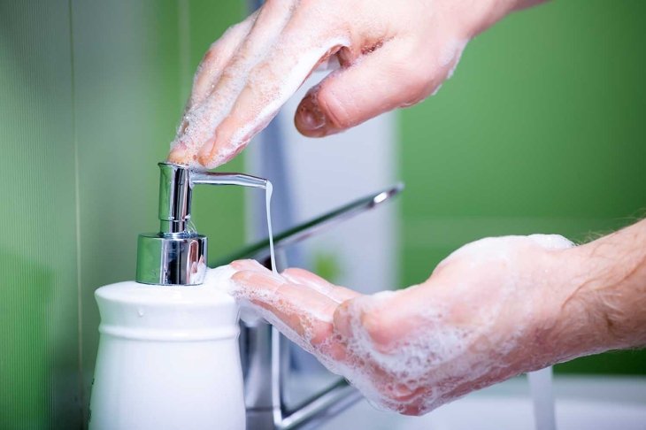 Washing hands, rubbing with soap for coronavirus prevention. Hygiene to stop spreading coronavirus.